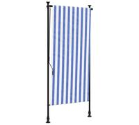 mtlskopl Store Roulant d'Extérieur Rétractable Bleu Blanc 100x270 cm | Pare-soleil vertical réglable en hauteur de 225 à 275 cm avec manivelle pour balcon, terrasse et café.