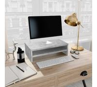 mtlskopl Support d'écran gris béton 42 x 24 x 13 cm en bois avec étagère, rehausseur d'écran pour nuque/dos, compatible avec TV/moniteur, salon, bureau, jeux