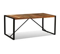 mtlskopl Table à manger en bois massif 180 cm - Table en bois robuste de style industriel avec pieds en acier - Table de salle à manger en bois recyclé pour cuisine et salle à manger, multicolore, 180