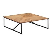 mtlskopl Table basse 110 x 110 x 36 cm en bois d'acacia massif avec cadre en fer, design moderne, robuste et stable, pour salon, coin canapé et ambiance loft