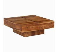 mtlskopl Table basse 80 x 80 x 30 cm en bois d'acacia massif avec charme vintage, table d'appoint robuste pour salon et canapé, table latérale compacte pour petits espaces et salon