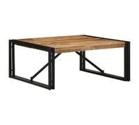 mtlskopl Table basse 80 x 80 x 35 cm en bois de manguier massif avec cadre en fer - Look industriel - Table basse carrée robuste et élégante pour salon, loft, bureau et plus encore