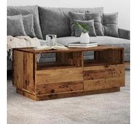 mtlskopl Table basse 90 x 49 x 40 cm en bois recyclé avec éclairage LED RVB robuste pour salon, canapé, coin, chambre à coucher