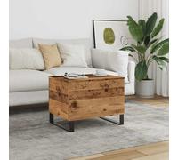 mtlskopl Table basse aspect bois vieilli 60 x 44,5 x 45 cm Matériau bois et métal Design moderne Espace de rangement Table latérale pour salon, chambre à coucher et bureau