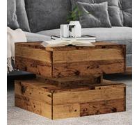 mtlskopl Table basse avec éclairage LED - 50 x 50 x 40 cm - Aspect bois recyclé - Table d'appoint compacte pour salon, chambre à coucher, couloir