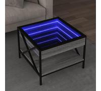 mtlskopl Table basse avec Infinity LED gris Sonoma 50 x 50 x 38 cm - Structure en métal - Éclairage RVB - Table latérale moderne pour salon, chambre à coucher, bureau