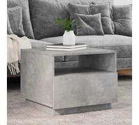 mtlskopl Table basse avec LED RVB - Gris béton - 50 x 49 x 40 cm - En bois robuste - Jusqu'à 60 kg - Design moderne - Table basse plate pour salon, bureau, chambre à coucher