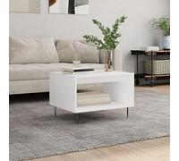 mtlskopl Table basse blanche 60 x 50 x 40 cm en bois avec pieds en fer - Design moderne - Construction robuste - Table d'appoint peu encombrante pour salon, chambre à coucher, couloir