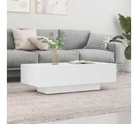 mtlskopl Table basse blanche moderne en bois - 100 x 49,5 x 31 cm - Espace de rangement complet pour magazines - Télécommande - Pour salon, chambre, couloir