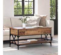 mtlskopl Table basse en bois recyclé 100 x 50 x 50 cm - Table de salon pliable en bois et structure en métal - Design industriel urbain - Moderne et durable - Pour salon, chambre à coucher, bureau