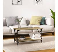 mtlskopl Table basse en chêne Sonoma - 80 x 45 x 45 cm - Matériau bois - Cadre en fer - Design moderne - Espace de rangement latéral - Salon Chambre à coucher