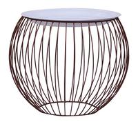 mtlskopl Table basse Golden Ø 41 cm, design panier, table d'appoint avec couvercle blanc, table de salon moderne en métal et MDF, table de rangement polyvalente et panier de rangement pour votre