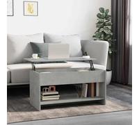 mtlskopl Table basse gris béton 102 x 50 x 52,5 cm en bois avec plateau réglable et compartiment de rangement - Design moderne pour salon, canapé et chambre à coucher