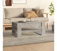 mtlskopl Table basse gris béton 102 x 55 x 45 cm en bois avec étagère généreuse - Table de salon stable - Design moderne pour salon, coin canapé et bureau