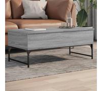 mtlskopl Table basse gris Sonoma 100 x 50 x 40 cm, 2 compartiments cachés, structure en métal, pieds réglables en hauteur, matériau du bois, moderne, espace de rangement