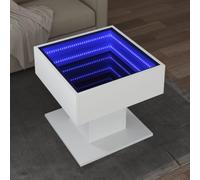 mtlskopl Table basse LED blanche 50 x 50 x 45 cm en bois avec miroir Infinity RVB - Design moderne pour salon, chambre à coucher et bureau