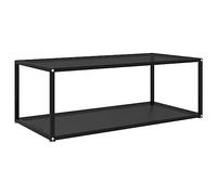 mtlskopl Table basse noire 100 x 50 x 35 cm à 2 niveaux en verre trempé et acier - Table d'appoint moderne avec verre de sécurité de 5 mm - Robuste - Pour salon et chambre à coucher