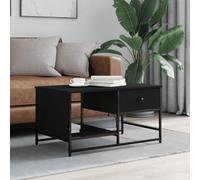 mtlskopl Table basse noire 85,5 x 51 x 45 cm en bois et métal, design moderne avec espace de rangement, table d'appoint compacte pour salon, chambre à coucher et bureau