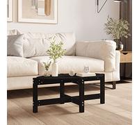 mtlskopl Table basse noire 87 x 48 x 35 cm en pin massif - Meuble d'appoint moderne avec grain droit et aspect rustique - Cadre en bois robuste pour salon et bureau