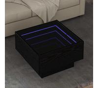 mtlskopl Table basse noire aspect chêne 50 x 50 x 30 cm - Construction en bois massif - Rayures LED - Design moderne - Table d'appoint multifonction pour salon, chambre à coucher et couloir