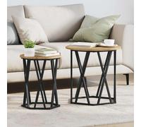 mtlskopl Table basse ronde 50 cm en chêne massif d'artisanat en acier noir - Design moderne - Robuste et légère - Entretien pour salon, chambre à coucher, bureau