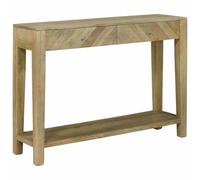 mtlskopl Table console 110 x 30 x 80 cm en bois massif mangue gris naturel avec 1 tiroir et étagère ouverte Design moderne fin robuste et intemporel pour couloir, salon, chambre à coucher