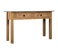 mtlskopl Table console 110 x 40 x 72 cm en pin massif aspect panama avec 2 tiroirs Table d'appoint rustique pour salon, couloir et chambre à coucher