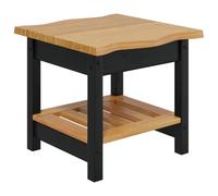 mtlskopl Table d'appoint avec étagère noire 50 x 50 x 45,5 cm - Table basse en pin massif au design industriel rustique, petite table de salon avec bord d'arbre pour canapé et fauteuil