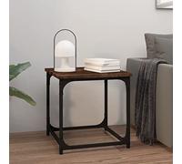 mtlskopl Table d'appoint en chêne fumé 40 x 40 x 40 cm en bois et acier, table basse avec pieds réglables, design industriel moderne pour salon, chambre à coucher, couloir