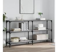 mtlskopl Table d'appoint grise Sonoma 150 x 29 x 75 cm en bois dérivé d'un cadre en métal avec 6 pieds réglables Table de couloir moderne pour salon, couloir, chambre à coucher