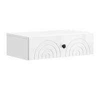 mtlskopl Table d'appoint murale - Blanc brillant - 59 x 34,5 x 17 cm - Table de chevet suspendue moderne avec tiroir - Design flottant - Pour salon, chambre à coucher, bureau