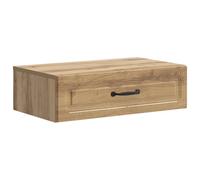mtlskopl Table d'appoint murale en chêne Artisan - Table de chevet flottante - 59 x 34,5 x 17 cm - Armoire suspendue moderne avec 1 tiroir en bois - Étagère murale pour chambre à coucher et salon