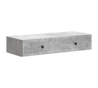 mtlskopl Table d'appoint murale - Gris béton - 87,5 x 34,5 x 17 cm - Table de chevet flottante moderne en bois avec tiroir et compartiment de rangement pour salon et couloir