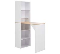 mtlskopl Table de bar avec armoire, table haute moderne pour cuisine et salle à manger, comptoirs de bar peu encombrants en bois 115 x 59 x 200 cm, blanc et naturel