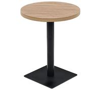 mtlskopl Table de bistro ronde de 60 cm de diamètre - Élégante table à manger aspect chêne avec pied en acier - Table de cuisine et table basse stable pour gastronomie, restaurant et bar - 75 cm de