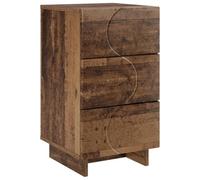 mtlskopl Table de chevet avec 3 tiroirs en bois vieilli 33,5 x 34,5 x 60 cm | Console de chevet rectangulaire aspect bois vieilli pour chambre à coucher et salon, montage flexible avec beaucoup d'espace
