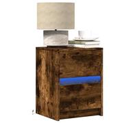 mtlskopl Table de chevet avec éclairage LED RVB - Chêne fumé - 38 x 34 x 50 cm - Commode de chevet moderne avec tiroir pour chambre à coucher et salon
