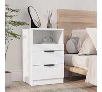 mtlskopl Table de chevet - Blanc - 40 x 36 x 65 cm - En bois dérivé du bois - Avec 2 tiroirs - Espace de rangement - Compatible avec lit à sommier tapissier et petits lits