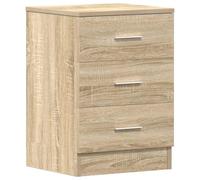 mtlskopl Table de Chevet Chêne Sonoma 38x35x56 cm en Bois d'Ingénierie avec 3 Tiroirs, Petit Meuble de Rangement pour Chambre à Coucher, Bout de Canapé Universel pour Salon