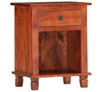 mtlskopl Table de Chevet en Bois d'Acacia Massif Finition Noyer, Table de Nuit avec 1 Tiroir et 1 Compartiment pour Chambre, Meuble d'Appoint Rustique, 40 x 30 x 50 cm
