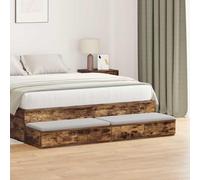 mtlskopl Table de chevet en bois de chêne fumé - Buffet moderne avec tiroir - 150 x 36,5 x 16,5 cm - Aspect bois durable et plateforme - Pour lit, canapé, couloir