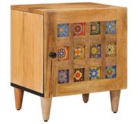 mtlskopl Table de chevet en bois de manguier massif, table d'appoint compacte avec espace de rangement et porte à charnière, table de chevet pour chambre à coucher, 40 x 33,5 x 46 cm, naturel