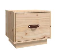 mtlskopl Table de Chevet en Bois de Pin Massif Brut, Table de Nuit avec 1 Tiroir et Poignée en Similicuir, Meuble de Chevet Rustique pour Chambre et Salon, 40 x 34 x 35 cm