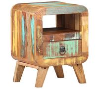 mtlskopl Table de Chevet en Bois de Récupération Massif, Table de Nuit Vintage avec Tiroir, Petit Meuble de Rangement Industriel pour Chambre et Salon, 30 x 30 x 41 cm