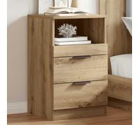 mtlskopl Table de chevet en chêne artisanal, 40 x 36 x 65 cm, en matériau dérivé du bois, avec 2 tiroirs et compartiment ouvert, design moderne, pour chambre à coucher et lit à sommier tapissier