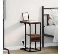 mtlskopl Table de chevet en chêne marron - 41,5 x 26 x 60,5 cm - Matériau dérivé du bois avec tiroir et étagère - Cadre en acier robuste - Design moderne - Peu encombrant - Pour chambre à coucher