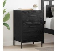 mtlskopl Table de chevet en chêne noir 40 x 40 x 66 cm avec 2 tiroirs, matériau en bois robuste et structure en métal, design vintage, moderne et durable, pour chambre à coucher et chambre d'amis