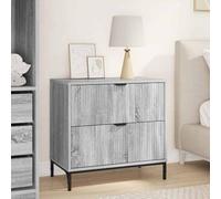 mtlskopl Table de chevet gris Sonoma - 63,5 x 36 x 61 cm - En bois avec tiroir - Pieds en acier solides - Design moderne - Grand espace de rangement - Durable - Pour chambre à coucher et lit à sommier