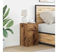 mtlskopl Table de chevet LED en bois recyclé 38 x 34 x 61 cm avec tiroir - Table d'appoint moderne en bois - Buffet d'ambiance pour chambre à coucher avec prise USB - Pour lit à sommier tapissier et