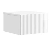 mtlskopl Table de Chevet Murale Blanc Brillant 33 x 34,5 x 20 cm, Cabinet de Nuit Suspendu en Bois d'Ingénierie avec Tiroir, Meuble de Rangement Gain de Place pour Chambre